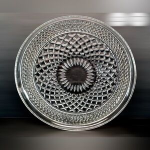 Anchor Hocking Wexford Clear Glass Diamond-Cut Crisscross Pattern Serving Tray